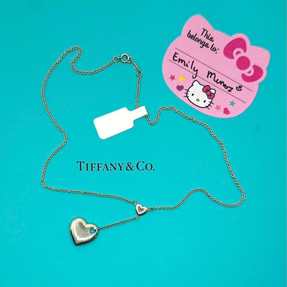 Authentic Preloved Tiffany & Co.  Cut-Out Double Heart Lariat Necklace